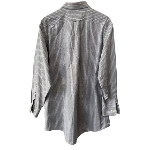 Stafford Essentials Oxford Size 18 Shirt Striped Button Front Long Sleeve Career - Picture 2 of 6